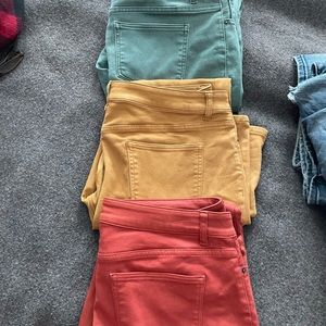 Dress Barn colored denim in green, gold and orange. $15/each